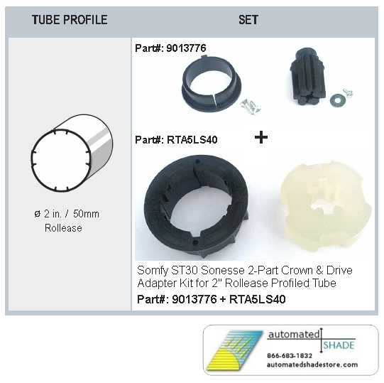 Somfy 9013776 ST30 Crown & Drive Kit for Rollease 2 Tube