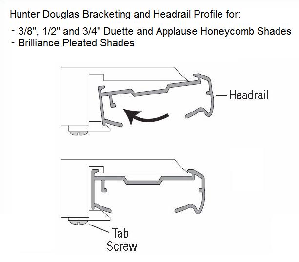 3 Hunter Douglas Duette Brackets For Stanard Pull cord 3/4 