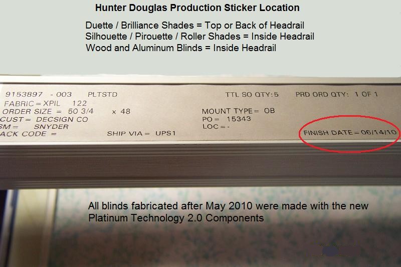 Diagrams & Parts for Hunter Douglas Pirouette Shade